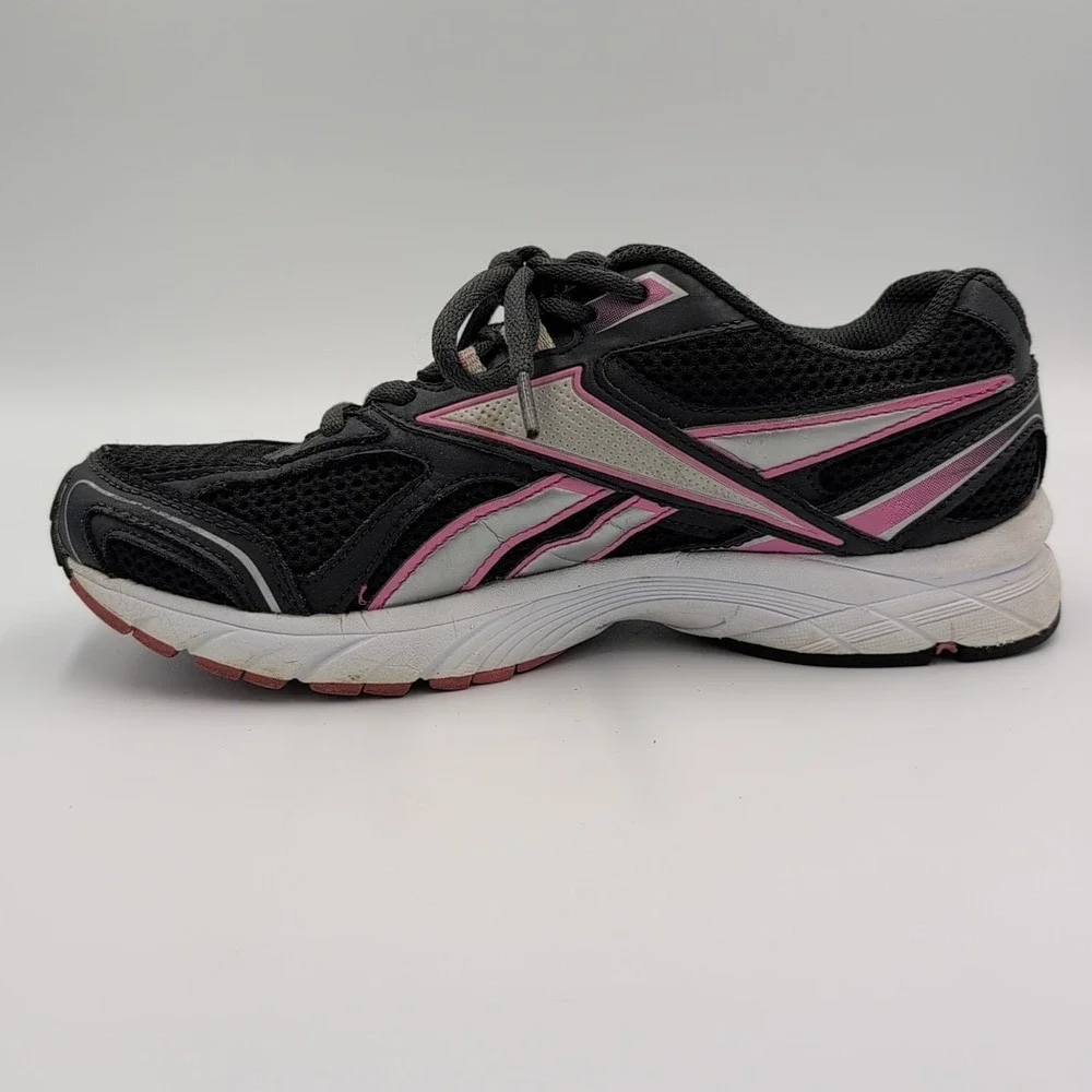 Reebok Pheehan Run Womens 7.5 Black Gray Silver‎ Lace Up Athletic Daily Shoes